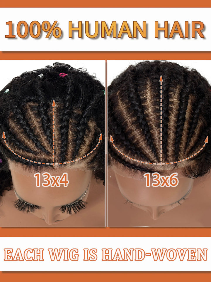 Jerry Curly Human Hair Wig Pre-Braiding 13x4 HD Lace Front Wigs 180% Density Pre Cut Lace Wig