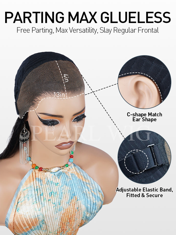 Chestnut Color Curved Moon Pre-Braiding Water Wave Human Hair Wig 5x5 HD Transparent Lace Front Wigs
