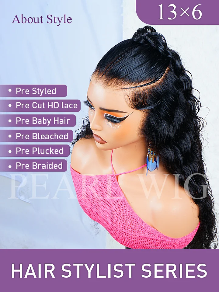 Pre-Braiding Ready To Go Loose Deep Wave Wig 13x6 HD Transparent Lace Front Wigs