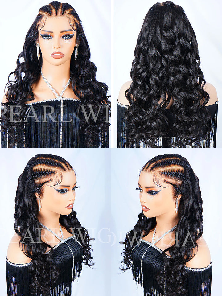 Pre-Braiding Loose Wave Glueless Wigs Mini Knot Oversized Pre-Cut 13x6 Lace Human Hair Wigs