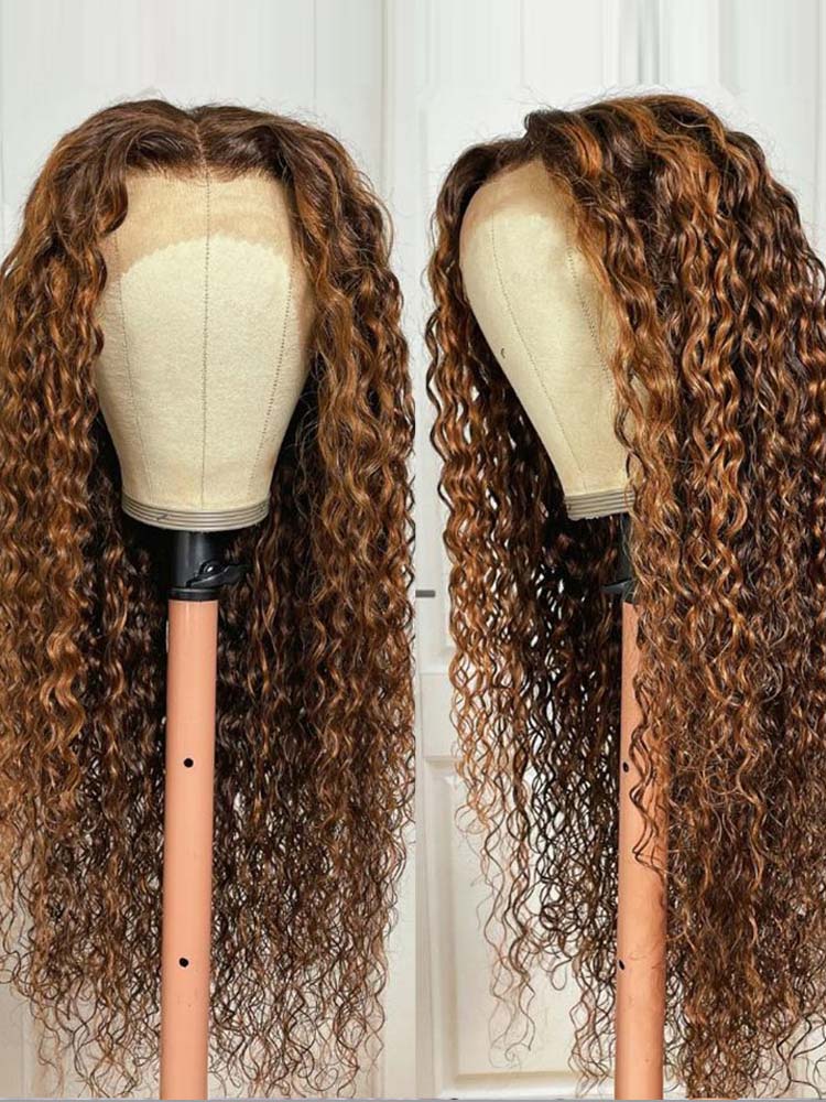 Ready To Go Pre-Cut HD Transparent Lace Highlight #4/27 Deep Wave Human Hair Wigs