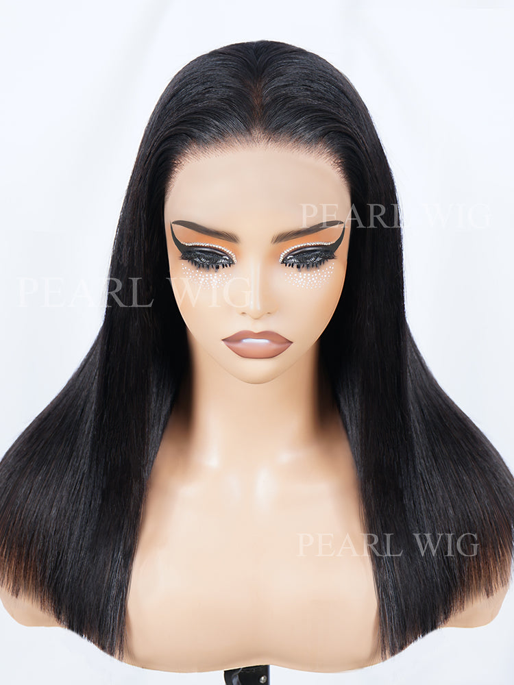 1 SEC INSTALL WIG | Silky Blunt Cut Glueless Bob Straight 13x4 Pre-Cut Lace HD Lace Wig