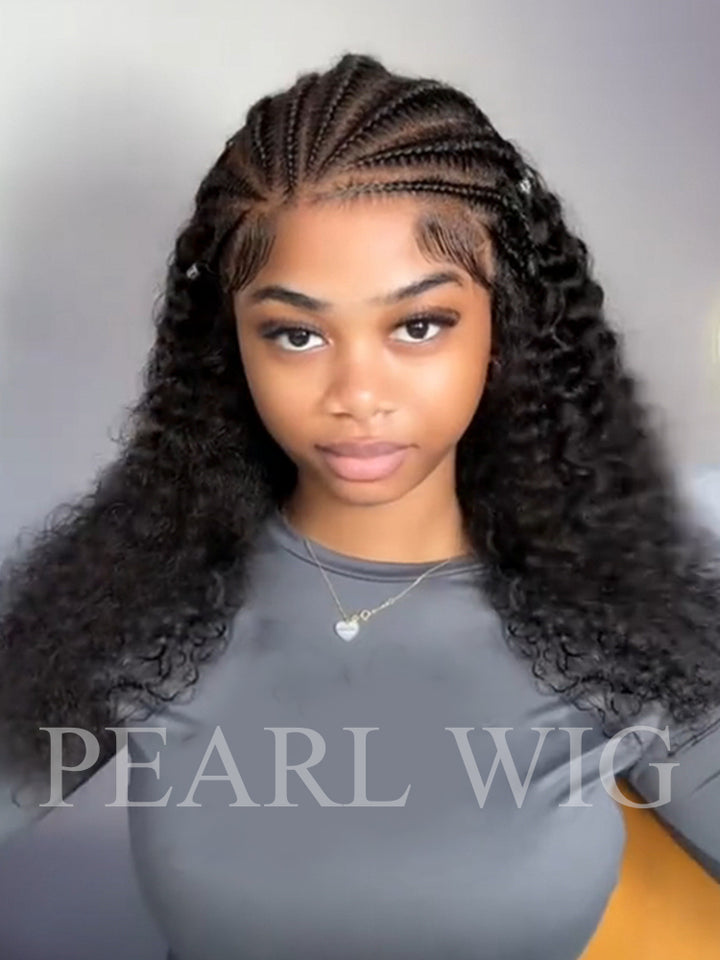Jerry Curly Human Hair Wig Pre-Braiding 13x4 HD Lace Front Wigs 180% Density Pre Cut Lace Wig