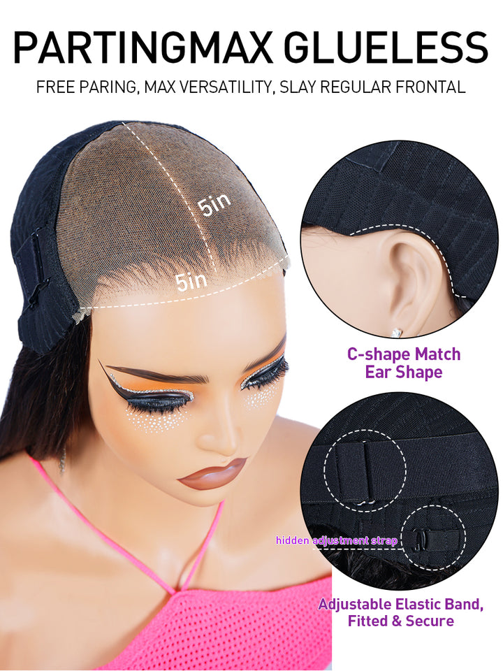 Pre-Braiding Curved Moon Water Wave Human Hair Wig 13x4 HD Transparent Lace Front Wigs