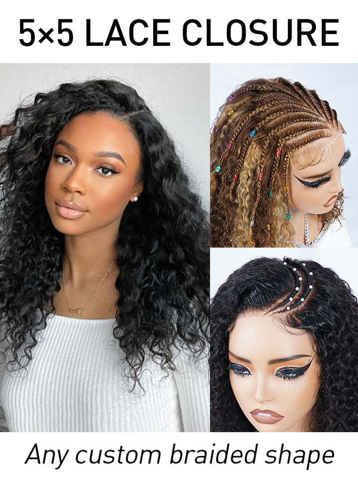 PEARL WIG 5x5 HD Lace Closure 100% Glueless Wigs Human Hair Water Wave  Invisible Knot Wig
