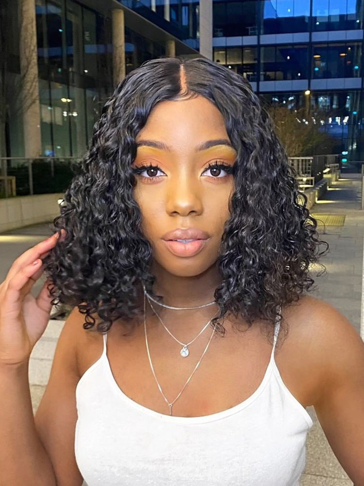 Wear And Go Glueless T Part Wigs Human Hair Pre Plucked Deep Wave Bob Wig Human Hair Lace Front Wigs