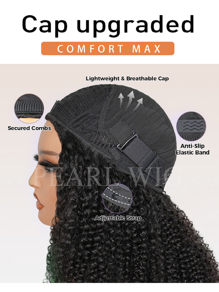 3 In 1 Half Wig | Kinky Curly Glueless Half Wig Invisible Hairline Protective Style Beginner Friendly
