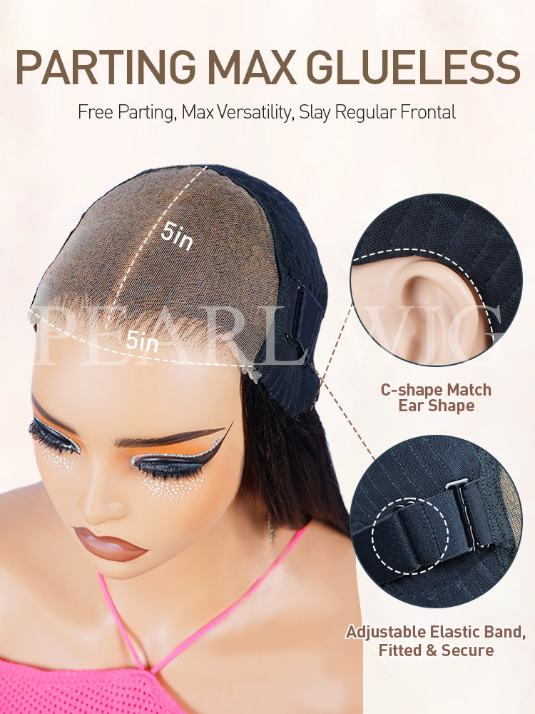 PEARLWIG Straight Human Hair 13x4 HD Lace Closure Wig Reddish Brown Color Nature Wave Wig For Women