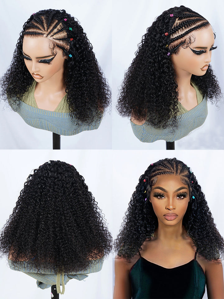 Jerry Curly Human Hair Wig Pre-Braiding 13x4 HD Lace Front Wigs 180% Density Pre Cut Lace Wig
