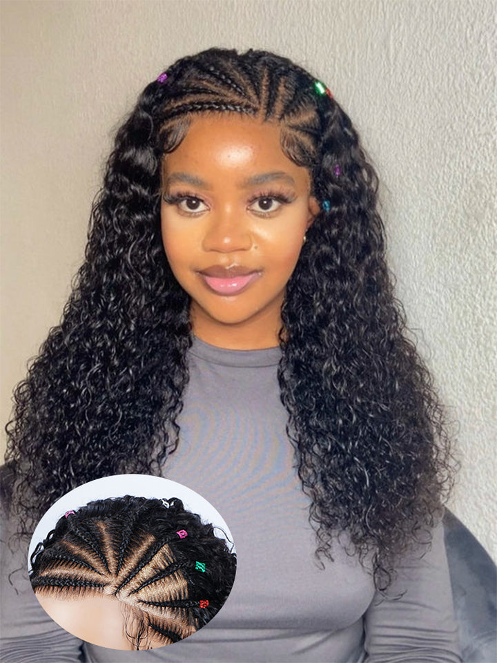 Jerry Curly Human Hair Wig Pre-Braiding 13x4 HD Lace Front Wigs 180% Density Pre Cut Lace Wig