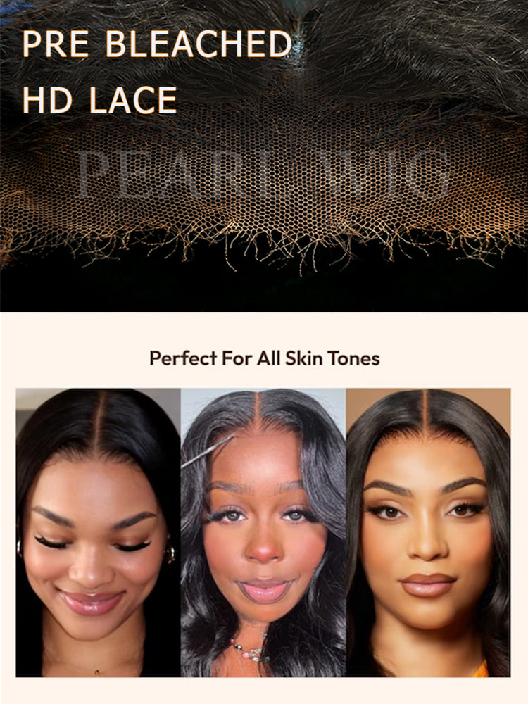 Pre-Braiding Curved Moon Water Wave Human Hair Wig 13x4 HD Transparent Lace Front Wigs