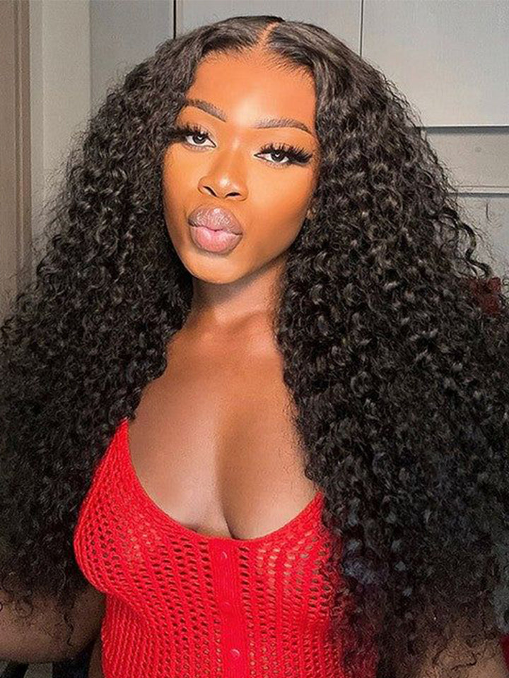 Deep Wave Wigs T Part Human Hair Wig Real Swiss HD Lace Part Wig Pre Cut Baby Hair Wig