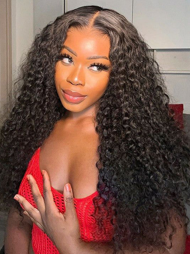 Deep Wave Wigs T Part Human Hair Wig Real Swiss HD Lace Part Wig Pre Cut Baby Hair Wig