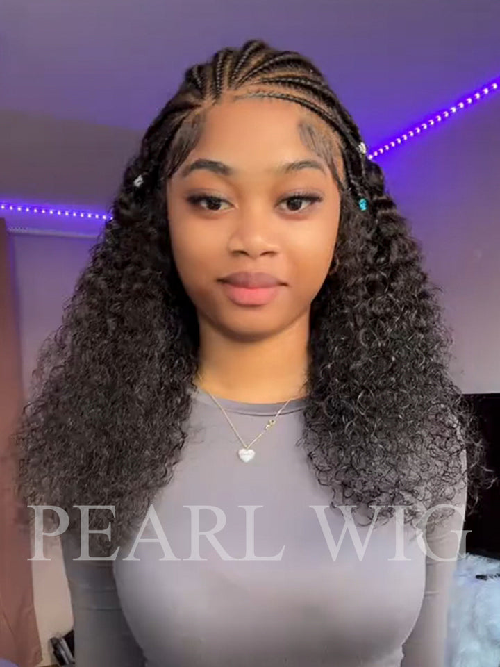 Jerry Curly Human Hair Wig Pre-Braiding 13x4 HD Lace Front Wigs 180% Density Pre Cut Lace Wig