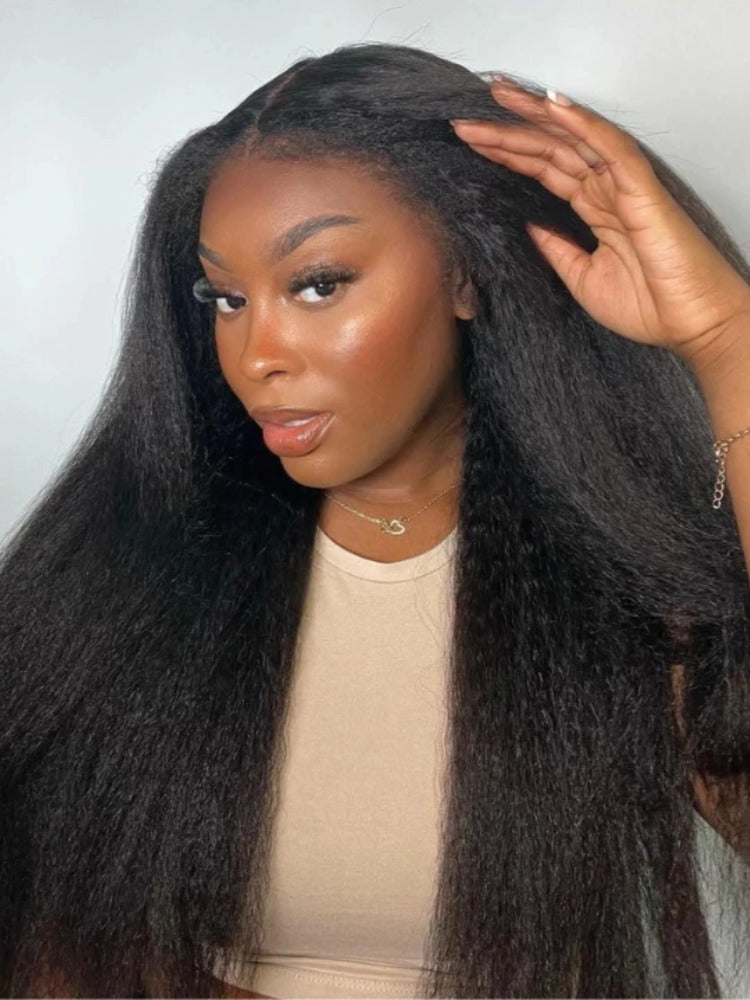 Kinky Straight Hair Wigs 13x6 HD Lace Pre Cut Lace Frontal Wigs