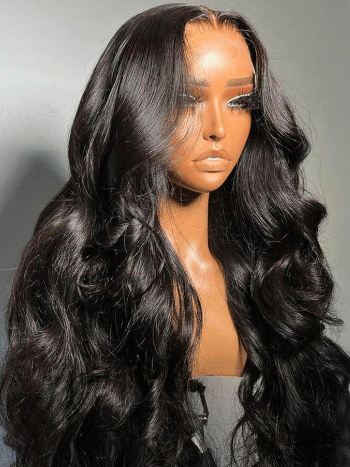 Body Wave Human Hair T Part Wig Middle Part Real Swiss HD Lace Wig Pre Plucked Hairline Pre Cut Lace Wig