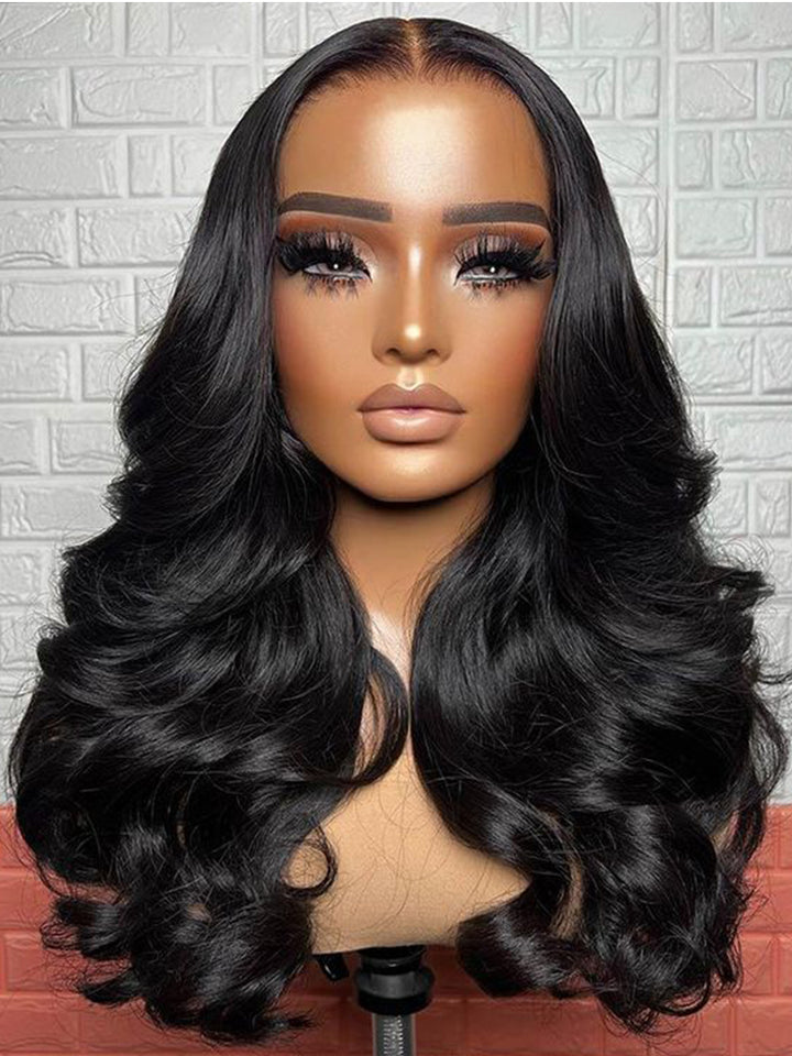 Body Wave Human Hair T Part Wig Middle Part Real Swiss HD Lace Wig Pre Plucked Hairline Pre Cut Lace Wig