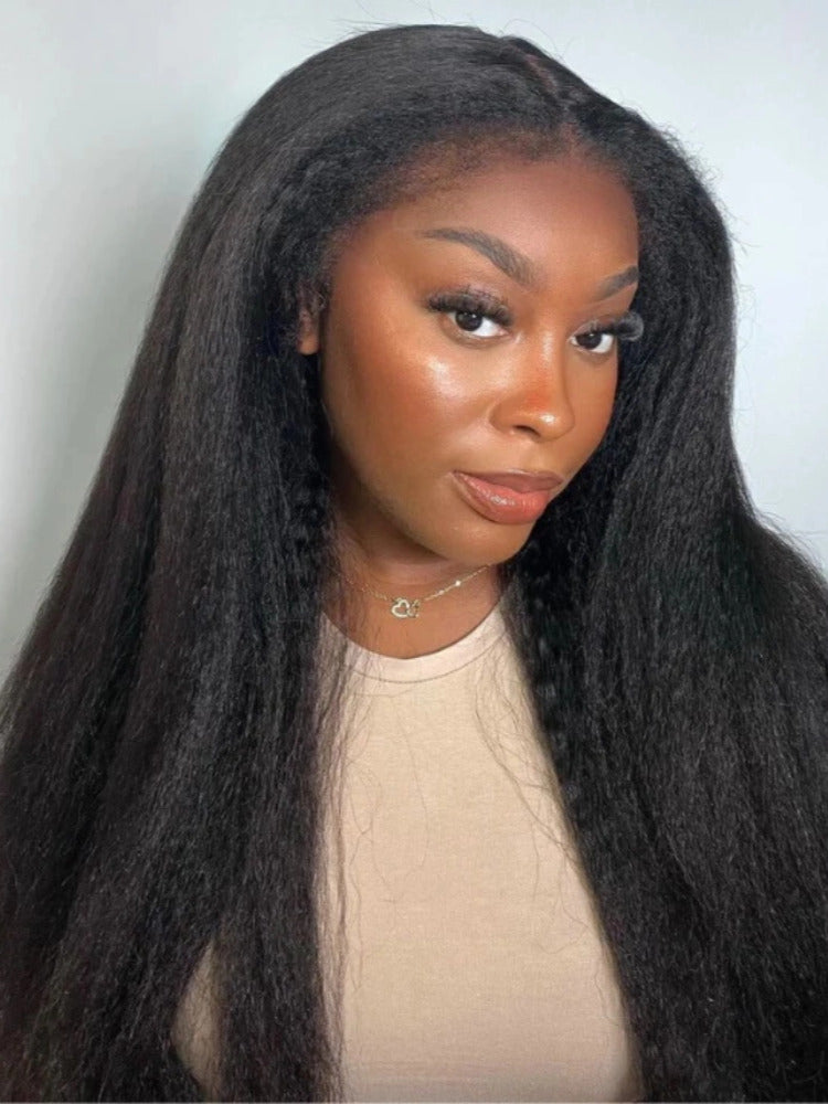 Kinky Straight Hair Wigs 13x6 HD Lace Pre Cut Lace Frontal Wigs