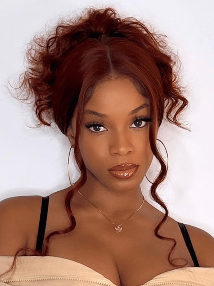 PEARL WIG Reddish Brown Body Wave Human Hair 13x4 HD Transparent Lace Pre-Everything Wig