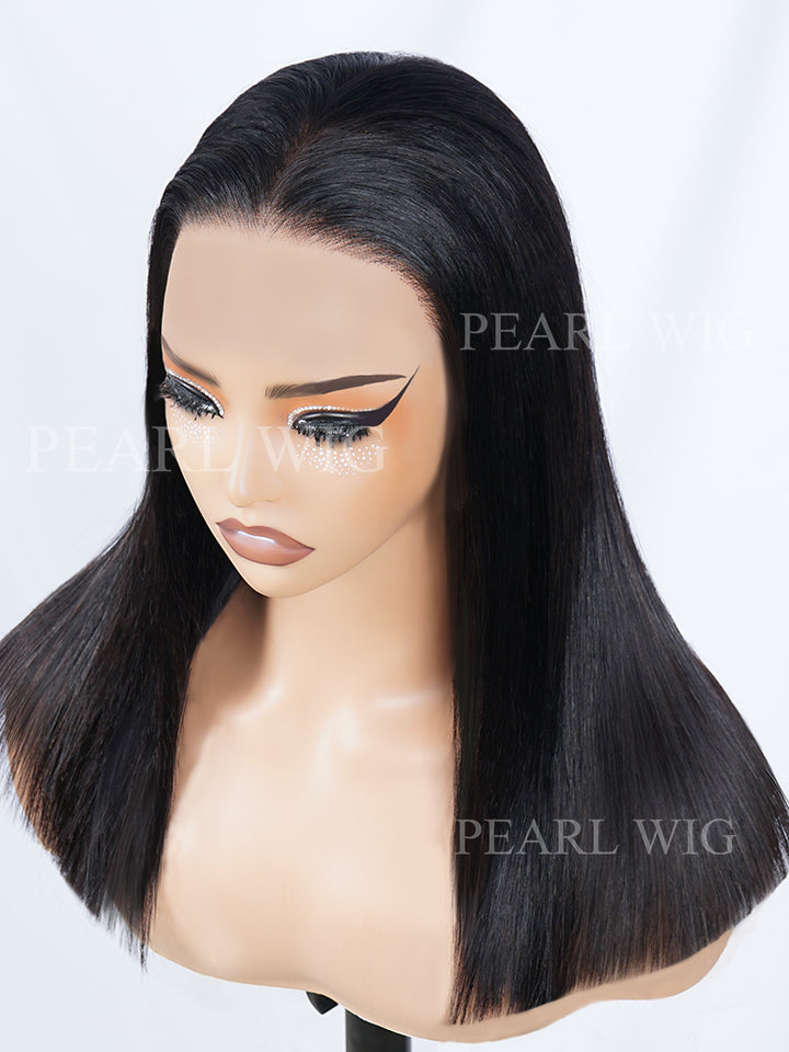 1 SEC INSTALL WIG | Silky Blunt Cut Glueless Bob Straight 13x4 Pre-Cut Lace HD Lace Wig