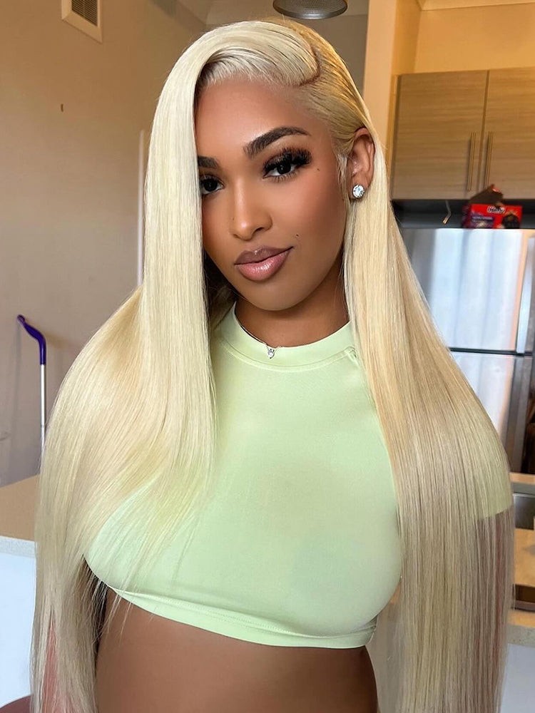 #613 Blonde Color Straight Human Hair Wig 13X4 Glueless Lace Frontal Human Hair Wig
