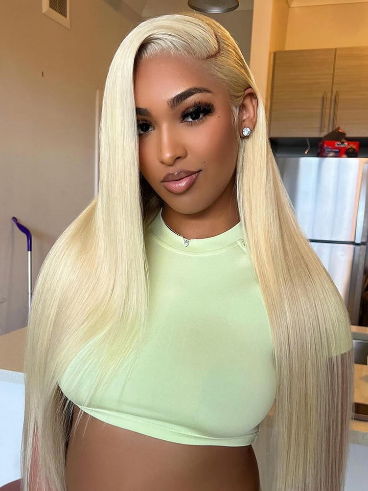 #613 Blonde Color Straight Human Hair Wig 13X4 Glueless Lace Frontal Human Hair Wig