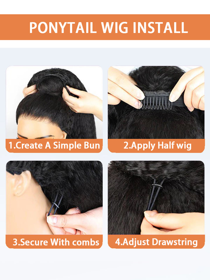 3 In 1 Half Wig | Kinky Curly Glueless Half Wig Invisible Hairline Protective Style Beginner Friendly