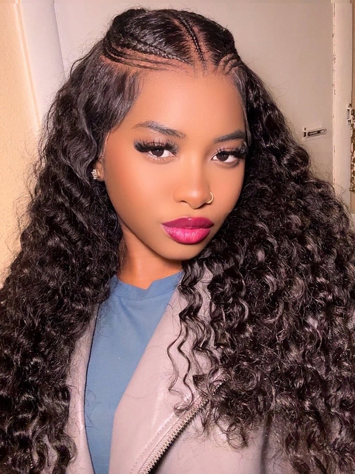 Pre-Braiding Deep Wave Human Hair Wig 13x6 MAX HD Lace Front Wigs180%/ 250% Density Wig