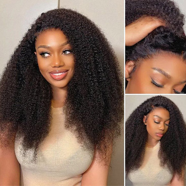 3 In 1 Half Wig | Kinky Curly Glueless Half Wig Invisible Hairline Protective Style Beginner Friendly