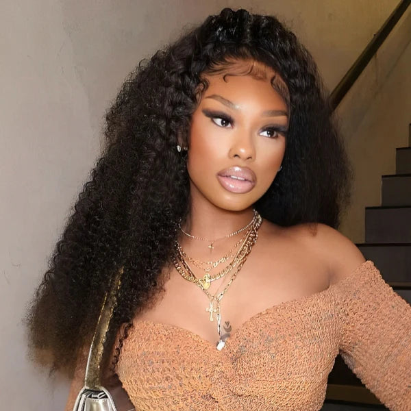 3 In 1 Half Wig | Kinky Curly Glueless Half Wig Invisible Hairline Protective Style Beginner Friendly