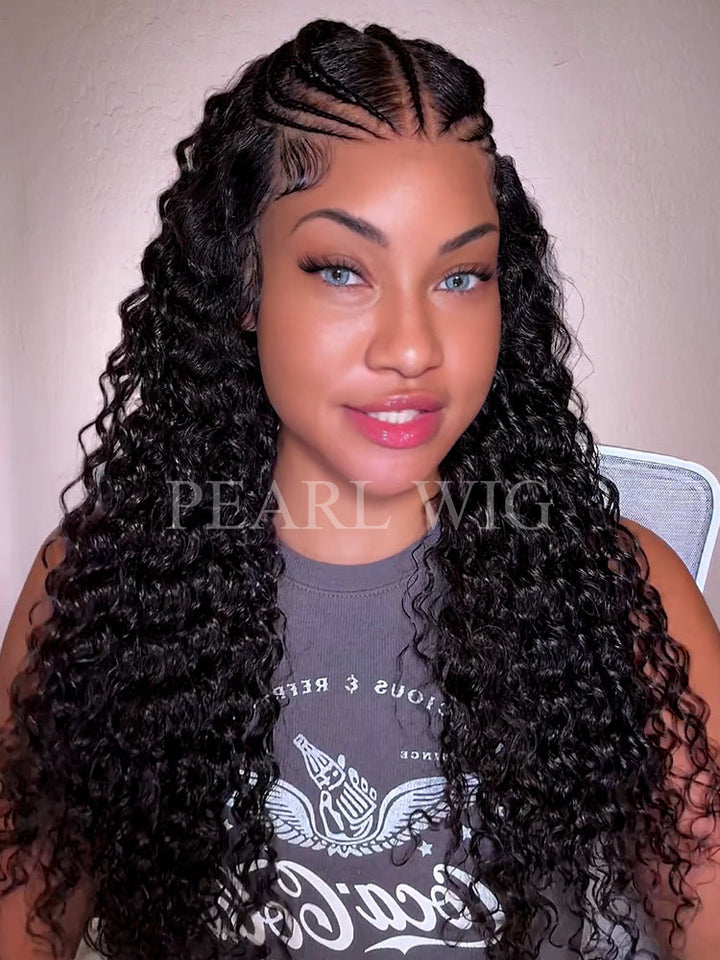 Pre-Braiding Deep Wave Human Hair Wig 13x6 MAX HD Lace Front Wigs180%/ 250% Density Wig