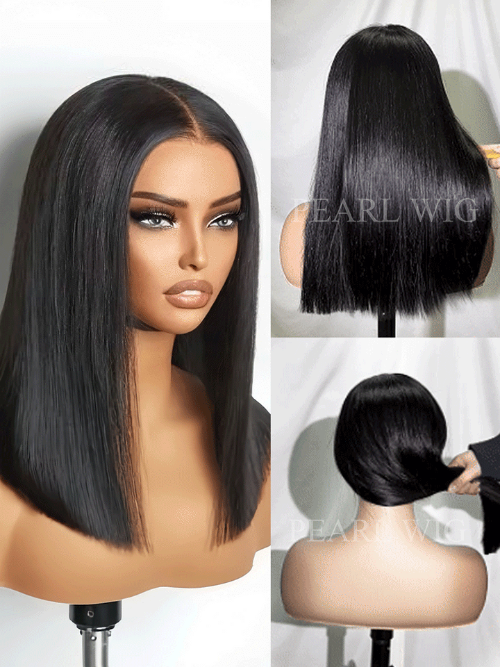 1 SEC INSTALL WIG | Silky Blunt Cut Glueless Bob Straight 13x4 Pre-Cut Lace HD Lace Wig