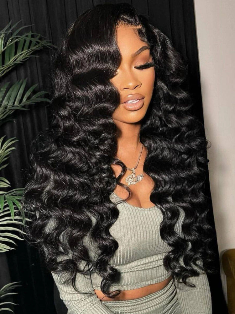 Pre Plucked 13x6 HD Lace Wigs Loose Deep Wave Human Hair Lace Front Wig