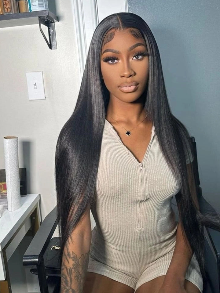 Straight 7x6 HD Transparent Lace Ready To Go Invisible Knot Human Hair Wig