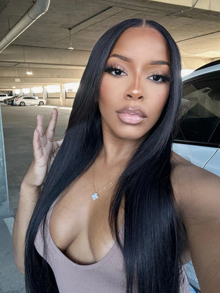 Swiss HD Lace Straight Human Hair Wig T Part Lace Front Wigs Preplucked Lace Human Hair Wig