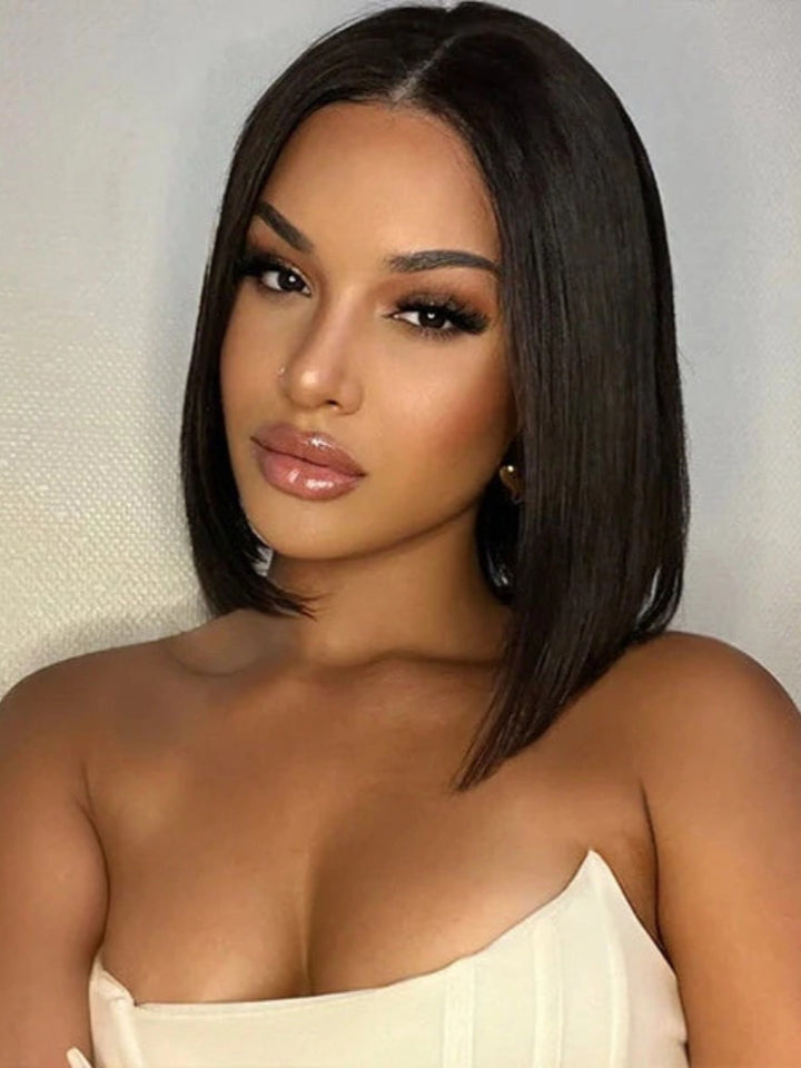 Bob Straight T part Lace Closure Wig 6x1.5 Lace Human Hair Bob Wig For Women