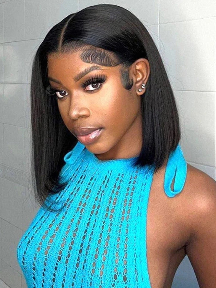 Bob Straight T part Lace Closure Wig 6x1.5 Lace Human Hair Bob Wig For Women