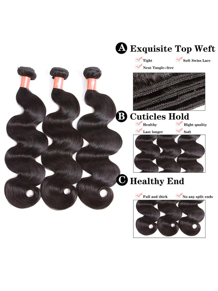 12A Body Wave 3 Bundles Human Hair Unprocessed Brazilian Virgin Hair Bundles Hair Extension