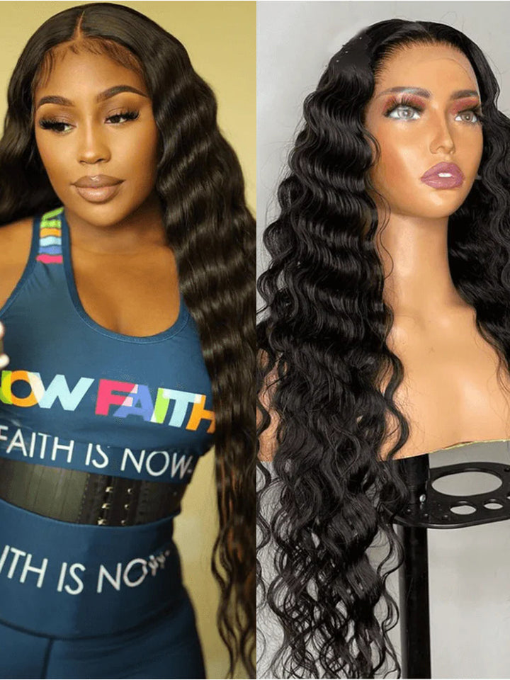 Loose Deep Wave Wigs 13x4 HD Lace Closure Wig Transparent Lace Pre Plucked Wigs