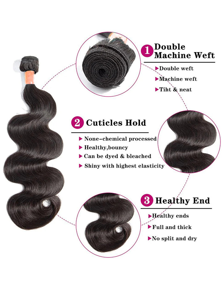 12A Body Wave 3 Bundles Human Hair Unprocessed Brazilian Virgin Hair Bundles Hair Extension