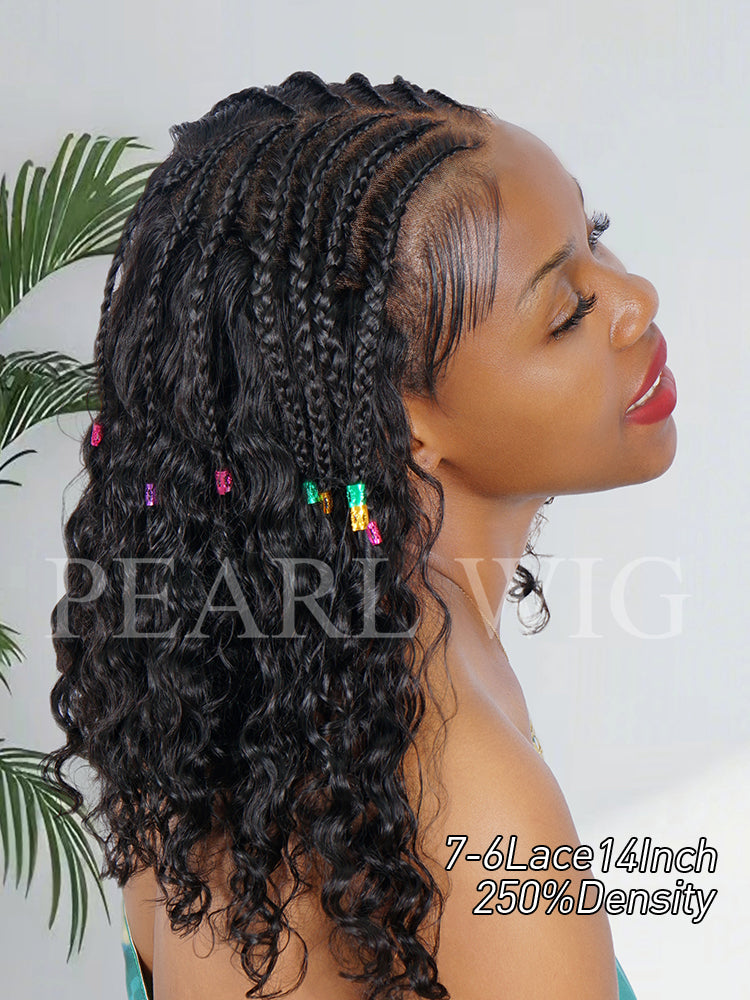 Pre-Braiding Bob Honey Gold Water Wave Wig Pre-Cut 7x6 Glueless Human Hair Wigs