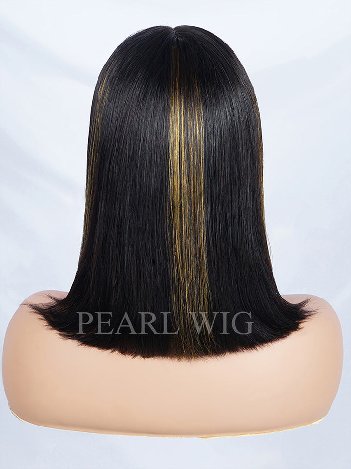 Natural Lemon Color Bob Straight Lace Front Wig 6x1.5 Lace T Part Wig Natural Hairline Wig