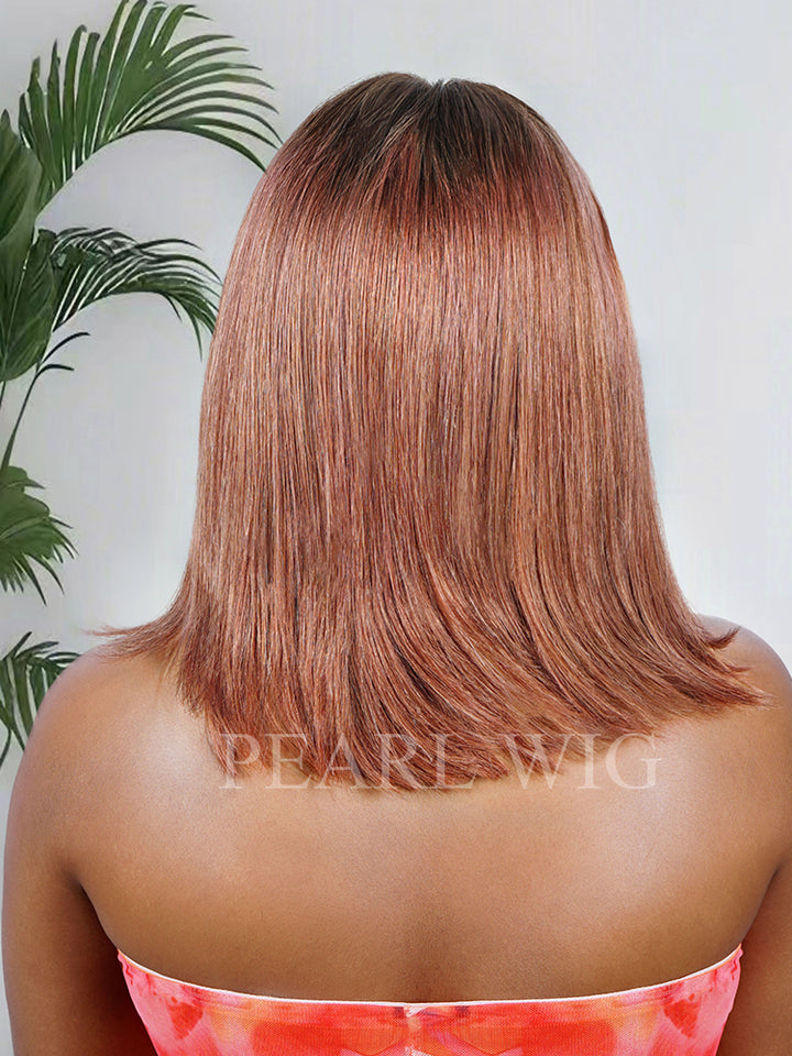 New Color Rose Pink Straight Bob Human Hair Wig T Part Glueless Wear And Go Wigs