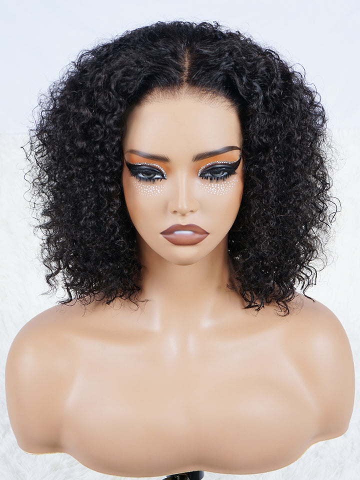 Kinky Curly T Part Wigs Human Hair Pre Plucked Bob Wig Human Hair Lace Front Wigs