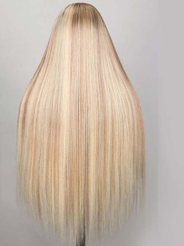 Straight Human Hair Wig Blonde Color 13x4 HD Lace Front Wigs #P27/613 Highlight Colored Wigs