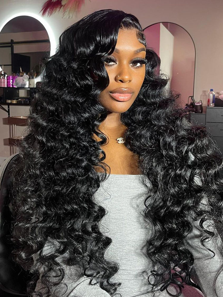 Loose Deep Wave HD Lace Human Hair 360 Lace Front Wigs Pre Plucked Wig