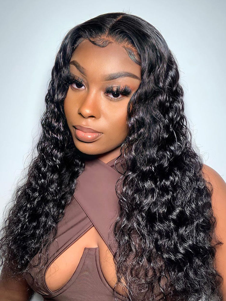 Deep Wave Invisi-String Snug Fit for 360 Skin Lace Frontal Pre-cut & Pre-bleached Human Hair Wig