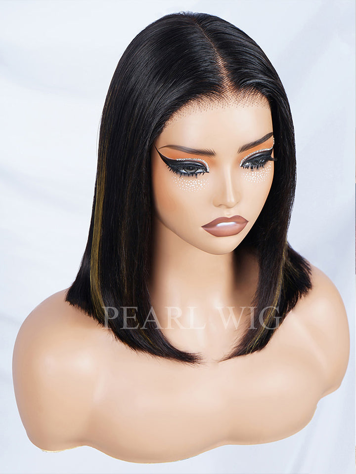 Natural Lemon Color Bob Straight Lace Front Wig 6x1.5 Lace T Part Wig Natural Hairline Wig