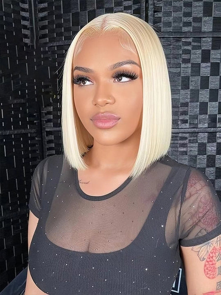 Straight Bob Blonde 613 Wig 5x5  HD Lace Closure 100% Human Hair Glueless Lace Wig