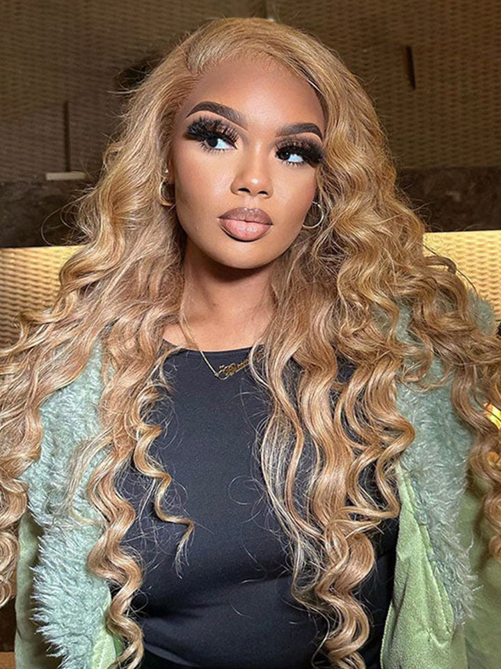 Loose Deep Wave Honey Blonde Lace Front Wig #27 Color 13×4 Frontal HD Lace Wig